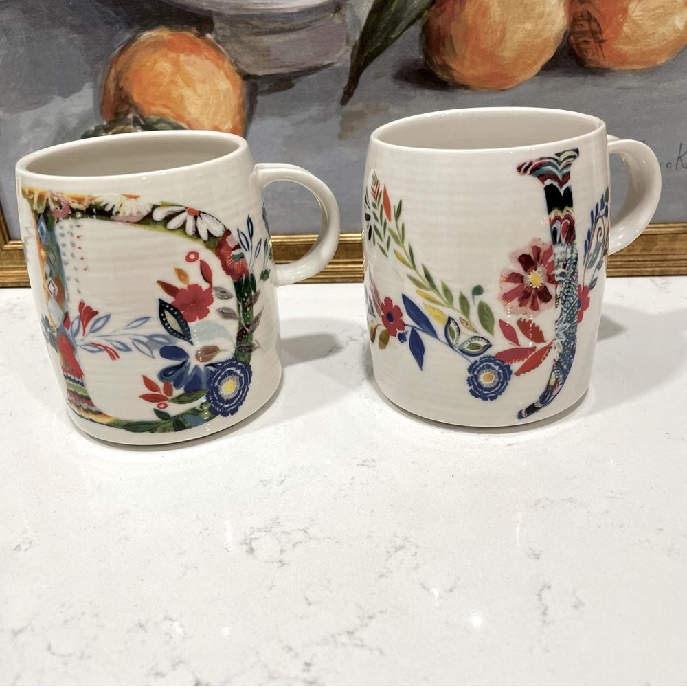 Coffee Mug Anthropologie Petal Palette Monogram Initial